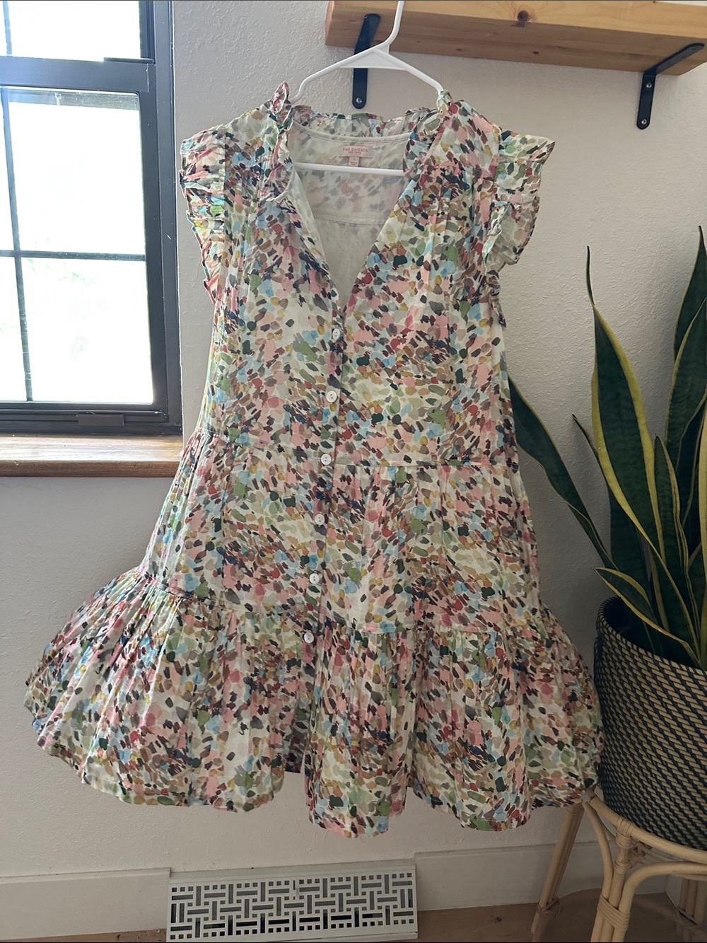 Pink Chicken Floral Confetti Button-Front Dress in Pastel Multi